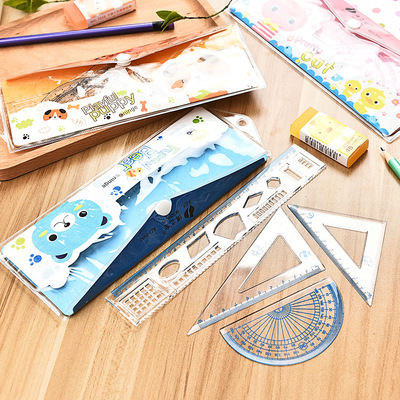 卡通学生套尺 简约经典的学习伴侣